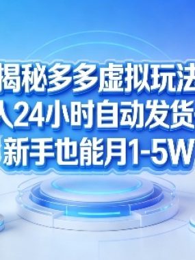 揭秘多多虚拟玩法，机器人24小时自动发货+客服，新手也能月1-5W！