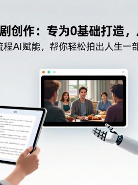 AI颠覆短剧创作：专为0基础打造，从剧本到成片全流程AI赋能，帮你轻松拍出人生第一部短剧