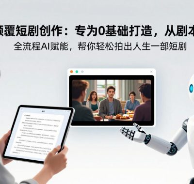 AI颠覆短剧创作：专为0基础打造，从剧本到成片全流程AI赋能，帮你轻松拍出人生第一部短剧