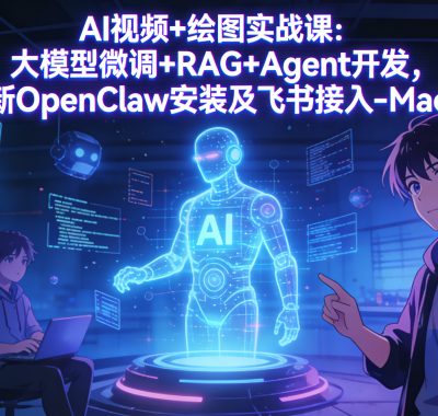AI视频+绘图实战课：大模型微调+RAG+Agent开发，更新OpenClaw安装及飞书接入-Mac版