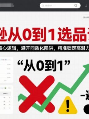 亚马逊从0到1选品课程,快速掌握选品核心逻辑,避开同质化陷阱,精准锁定高潜力市场(更新)