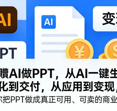 玩賺AI做PPT，从AI一键生成、优化到交付，从应用到变现，带你把PPT做成真正可用、可卖的商业产品