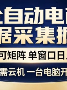 独家电商数据全自动采集项目，批量可矩阵，单窗口轻松日入3张+【揭秘】