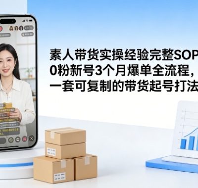 素人短视频带货实操经验完整SOP，0粉新号3个月爆单全流程，一套可复制的带货起号打法